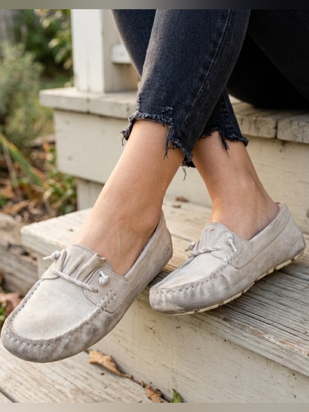 UGG Sayde Nautilus Suede Twinsole Driving Moccasins Gray US 6